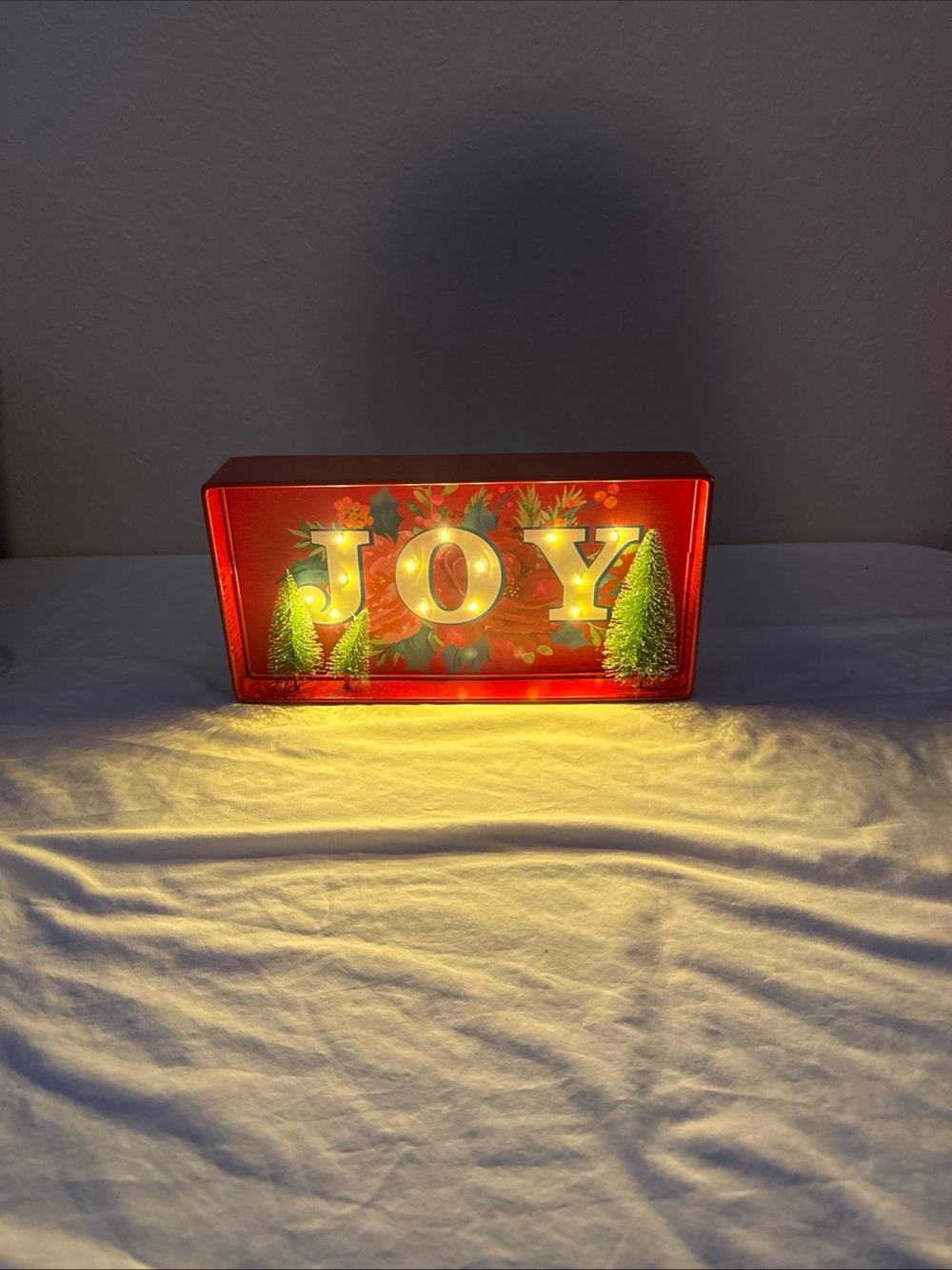 Pioneer Woman Red Metal Tabletop Light Up Sign "JOY" CHRISTMAS HOLLIDAYS